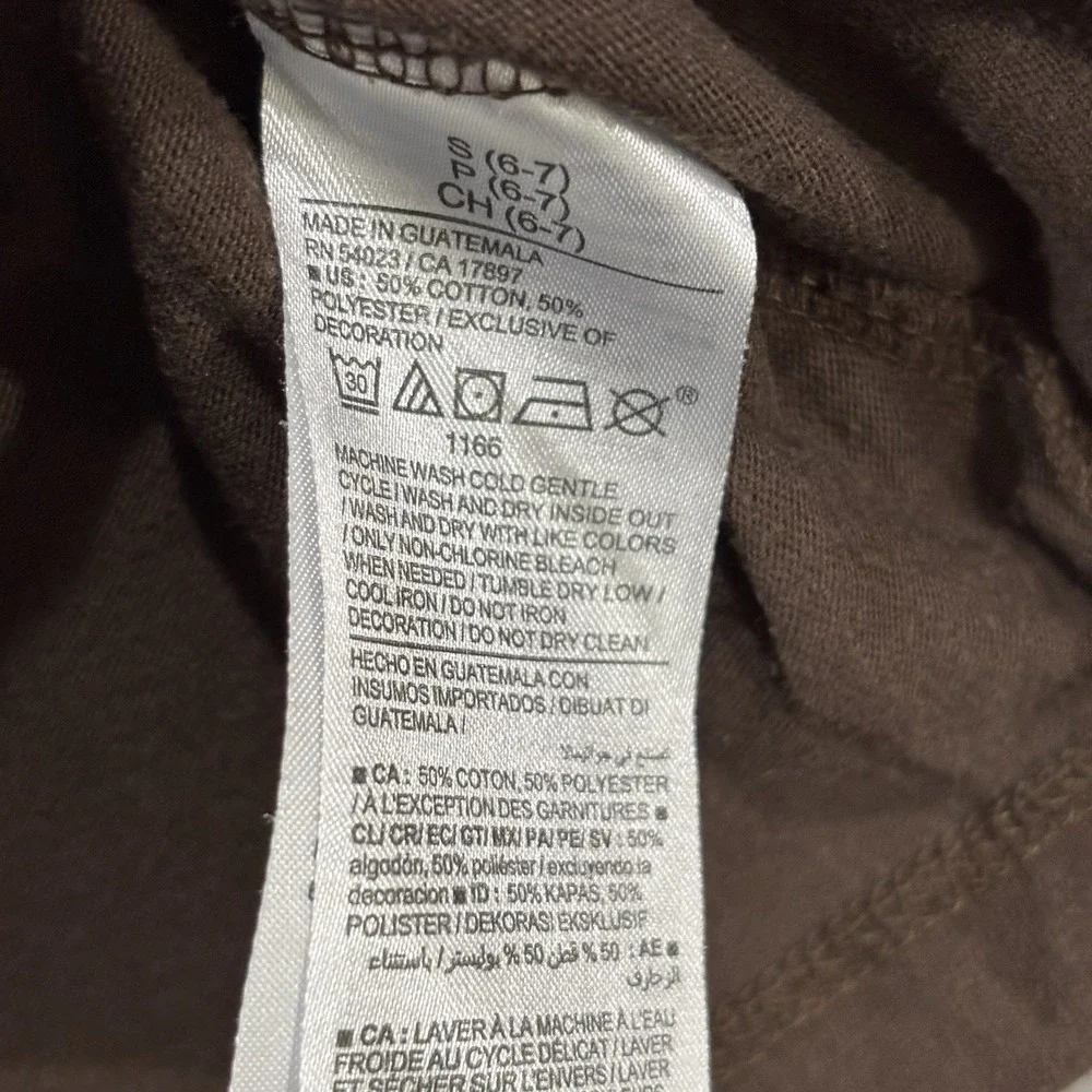 Old Navy Dinosaur Graphic Tee T Shirt Boys Youth Small 6-7 Long Sleeve Brown